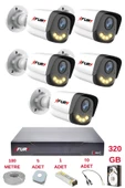 FURY 5 Kameralı 4 Warm Led Gece Renkli Görüş-Cepten İzle-Su Geçirmez Güvenlik Kamerası Seti 320GB - 1