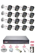 FURY 16 Kameralı 4 Warm Led Gece Renkli Görüş-Cepten İzle-Su Geçirmez Güvenlik Kamerası Seti 250GB - 2