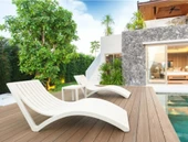 Omnipazar TRK-087 Siesta Minderli Yastıklı Lüks Ergonomik Slim Şezlong Beyaz 2'li Set - 7