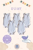 5'lü Düz Beyaz Bebek Zıbın Seti %100 Pamuk, Unisex, Yenidoğan Body - 1