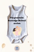Teyzemin Kucağı İkinci Evim Yazılı Özel Tasarım Bebek Zıbın Body %100 Pamuklu, Unisex - 2