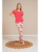Baha Perfect Club Kadın Bisiklet Dantel Yaka Yarım Kol Pijama Takımı 4352 - 1 Adet  XL Fuşya - 1