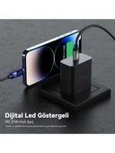 Bix BX06CL Type-C to Lightning iPhone 27W Örgülü LED Dijital Ekranlı Şarj ve Data Kablosu 1 Metre - 3