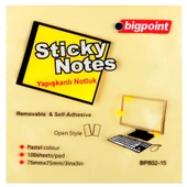 Bigpoint Yapışkanlı Not Kağıdı 75x75 Sarı BP802-15-12-PKT - 1