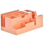 Ops Masa Seti Kalemlik Bant Makinalı Plastik Pastel Turuncu KLM 301 - 1