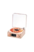Waves Nostalji Plak Görünümlü Bluetooth Hoparlör 3d Ses Dalgası Retro Müzik Plak Pembe - 1