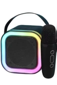 Karaoke Kablosuz Hoparlör Mikrofonlu Rgb Işıklı Bluetooth Speaker Tf Kart/usb Siyah - 1