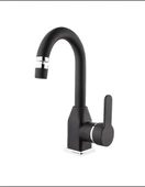 Kare Stil Serisi Siyah Krom Kuğu Lavabo Bataryası - 1