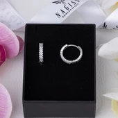 20 mm Çapraz Baget Zirkon Taşlı 925 Gümüş Kadın Halka Küpe - 4