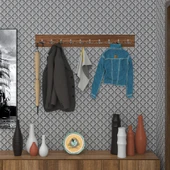 Kenzlife askılık tokadi mat ceviz renk suntalam 10 adet metal krom renk portmanto thumbnail 1