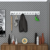 Kenzlife askılık tokadi mat beyaz renk suntalam 11 adet metal krom renk portmanto thumbnail 1