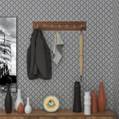 Kenzlife askılık tokadi mat ceviz renk suntalam 7 adet metal krom renk portmanto thumbnail 1