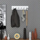 Kenzlife askılık tokadi mat beyaz renk suntalam 6 adet metal krom renk portmanto thumbnail 1