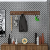 Kenzlife askılık tokadi mat ceviz renk suntalam 11 adet metal krom renk portmanto thumbnail 1