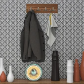 Kenzlife askılık tokadi mat ceviz renk suntalam 4 adet metal krom renk portmanto thumbnail 1