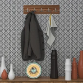 Kenzlife askılık tokadi mat ceviz renk suntalam 5 adet metal krom renk portmanto thumbnail 1