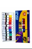 Mini Şövale 25x35 2 li Tuval Mydido 12 Renk Yağlı Boya Başlangıç Seti Fırça Palet Ponpon Su Kabı Masaüstü Sanatsal - 2