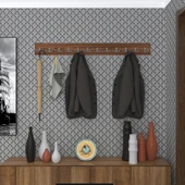 Kenzlife askılık tokadi mat ceviz renk suntalam 12 adet metal krom renk portmanto thumbnail 1