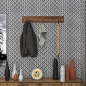 Kenzlife askılık tokadi mat ceviz renk suntalam 8 adet metal krom renk portmanto thumbnail 1