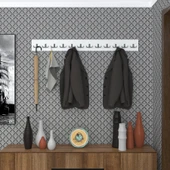 Kenzlife askılık tokadi mat beyaz renk suntalam 12 adet metal krom renk portmanto thumbnail 1