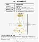 TT003-LDTPL-SR TT Aydınlatma Sarmal Modeli Sarı Kaplama Ledli Toplu 3 Renk Modüllü Ledli Avize thumbnail 4