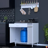 Modilayn DOQU XXXL Set Ocak Altı Dolabı 80x88x56 cm Tüp Bölmeli ve Üst Baharat Raflı - 1