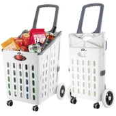 Ayt Sunup SN-27144 Katlanır 4 Tekerlekli Market Pazar Alışveriş Arabası 60 Kg Kapasiteli 75 Litre Hacim Katlanabilir - 1