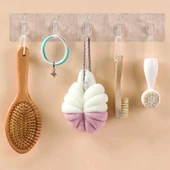 2 Adet Kendinden Yapışkanlı Güçlü Şeffaf 5li Askılık - Kapı Arkası Mutfak Duvar Banyo - 1