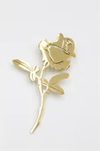 Çelik Gül Broş - Altın - 1