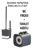 2 li set-Kendinden Yapışkanlı Tuvalet Kağıdı WC Kağıt Asacağı ve Banyo Lavabo Wc Temizleme Fırçası - 1