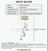 TT063-5-SPT-KR TT Aydınlatma Kelebek Toplu-Spotlu Krom 5 li 3 Renk Modüllü Ledli Avize - 4