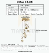 TT063-5-SPT-SR TT Aydınlatma Kelebek Toplu-Spotlu Sarı 5 li 3 Renk Modüllü Ledli Avize - 4