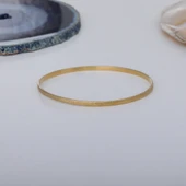 14 Ayar Mikron Kaplama Sim Desenli Ajda Gümüş Bilezik- BV00114 thumbnail 2