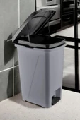 25 Litre Iç Kovalı Slim Pedallı Çöp Kovası Gri - 1