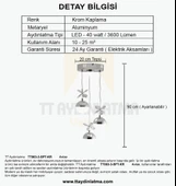 TT063-3-SPT-KR TT Aydınlatma Kelebek Toplu-Spotlu Krom 3 lü 3 Renk Modüllü Ledli Avize - 4