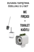 2 li set-Kendinden Yapışkanlı Tuvalet Kağıdı WC Kağıt Asacağı ve Banyo Lavabo Wc Temizleme Fırçası - 1