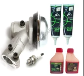 Hsgl Motorlu Tırpan Dişli Rediktör 9 Diş 28mm Başlık ve 2 li Tüp Gres 2T yağ Buji Set Tırpan yedek Parça Aksesuar - 6