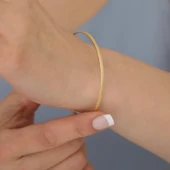 14 Ayar Mikron Kaplama Sim Desenli Ajda Gümüş Bilezik- BV00114 thumbnail 1