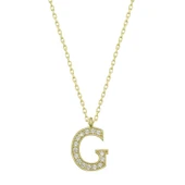 925 Ayar Gümüş Gold G Harfi Kadın Gümüş Kolye (T6613) (7474) - 1