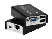 VGA Cat 5 KVM (Keyboard/Video Monitor/Mouse) Mesafe Uzatma Cihazı,  USB Konsol, 100 metre<br>
USB VGA Cat 5 Mini KVM Extender (1280 x 1024@100m) - 1