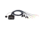 2 Port USB DisplayPort KVM (Keyboard/Video Monitor/Mouse) Switch, Masaüstü Tip, KVM bağlantı kablosu ürüne gömülüdür, Remote Port Selector ile birlikte<br>
2-Port USB DisplayPort Cable KVM Switc - 1