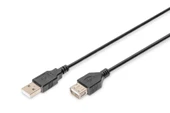 USB 2.0 Uzatma Kablosu, USB A Erkek - USB A Dişi, 3 metre, AWG 28, USB 2.0 uyumlu, UL, siyah renk - 1