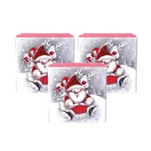 Yılbaşı Noel Baba ve Geyik Motifli Hediye Kutusu Küçük Set 3'lü - 1