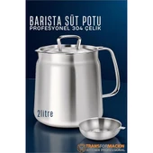 Modacar Barista Süt Potu- Filtreli Çok Amaçlı Pot - Yağ Filtresi Profesyonel 304 Paslanmaz Çelik - 1