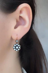 8 Ayar Altın 0,80 Ct Elmas Gül Modelli Küpe - 1
