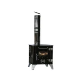 Sabah Kamp Mini Tiny Emaye Kaplama Isıya Dayanıklı Camlı Kamp ve Karavan Sobası (Boru Çapı 8cm) - 1
