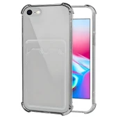 iPhone 6 Plus / 6s Plus Uyumlu Kamera Korumalı Kartlıklı Köşeleri Airbag Tasarımlı Darbe Önleyici Şeffaf Silikon Kılıf - 9