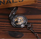 Valkyrie Mekanik Zincirli Cep Saati Şeffaf Tasarım Retro Tarz Kurmalı Koleksiyonluk Köstekli Saat - 7