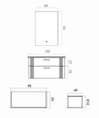 Orka Bari 100 cm Antrasit Banyo Dolabı Takımı (Ledli Ayna) thumbnail 6