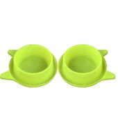 Miapet 2li Plastik Kedi Kulaklı Mama ve Su Kabı Seti 400 Ml Yeşil - 1